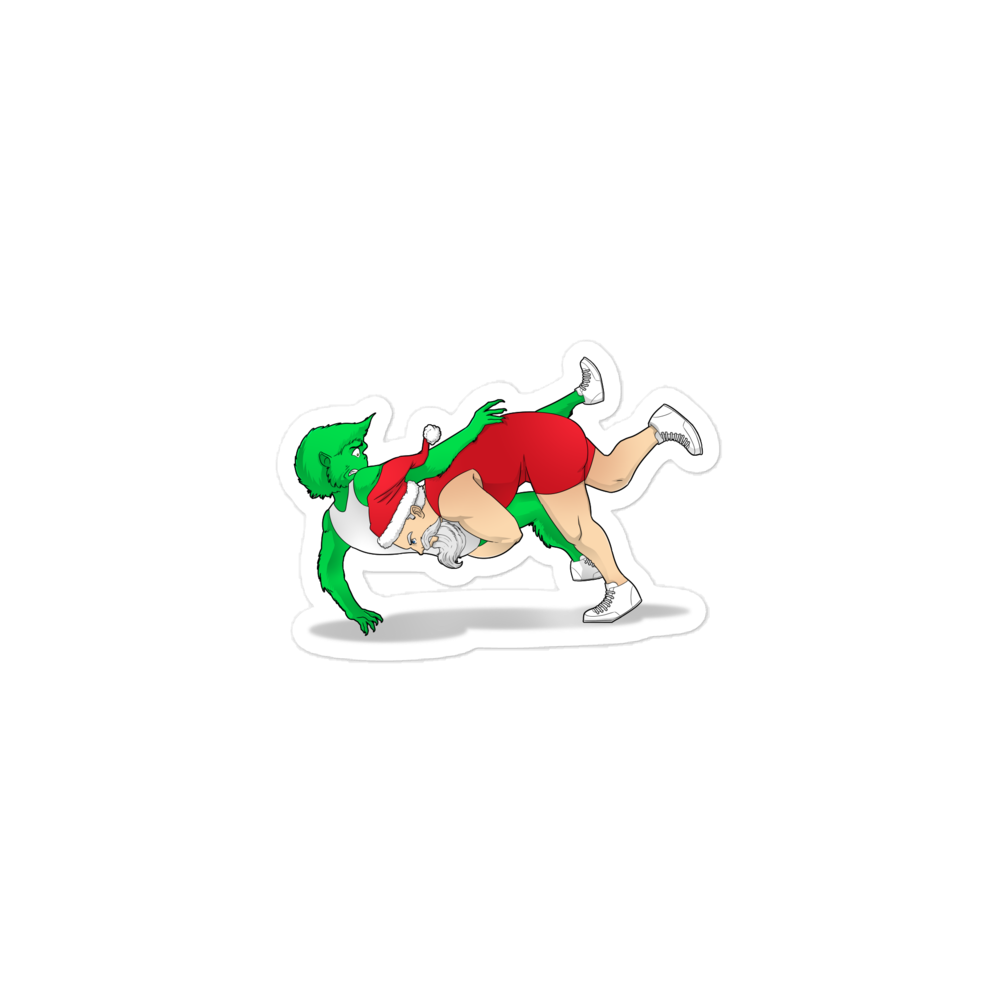 Wrestling Santa Sticker - The Defensive Pin