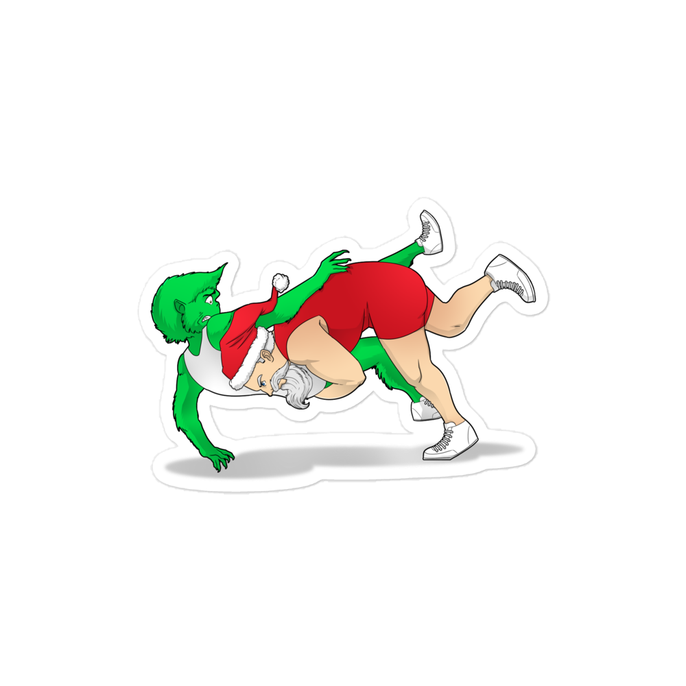 Wrestling Santa Sticker - The Defensive Pin